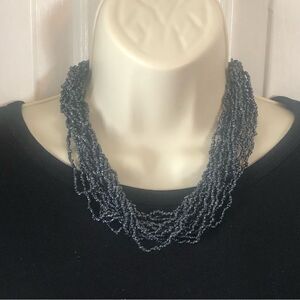2/$10 Athizay Navy Necklace Multi Layer Long Each Bead Jewelry for Women
